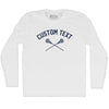 Custom Text Crossed Lacrosse Sticks Adult Cotton Long Sleeve T-shirt by Tribe Lacrosse