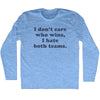 I Don't Care Who Wins, I Hate Both Teams. Custom Cooper Font Adult Tri-Blend Long Sleeve T-shirt by Tribe Lacrosse