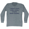 I Don't Care Who Wins, I Hate Both Teams. Custom Cooper Font Adult Tri-Blend Long Sleeve T-shirt by Tribe Lacrosse