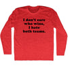 I Don't Care Who Wins, I Hate Both Teams. Custom Cooper Font Adult Tri-Blend Long Sleeve T-shirt by Tribe Lacrosse