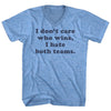 I Don't Care Who Wins, I Hate Both Teams. Custom Cooper Font Adult Tri-Blend V-neck T-shirt by Tribe Lacrosse