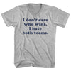 I Don't Care Who Wins, I Hate Both Teams. Custom Cooper Font Adult Cotton V-neck T-shirt by Tribe Lacrosse