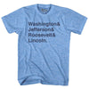 Washington& Jefferson& Roosevelt& Lincoln. Custom Name & Adult Tri-Blend T-Shirt by Tribe Lacrosse