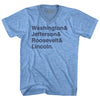 Washington& Jefferson& Roosevelt& Lincoln. Custom Name & Adult Tri-Blend V-Neck T-Shirt by Tribe Lacrosse