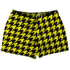 Yellow Bright And Black Houndstooth Shorty Short Gym Shorts 2.5" Inseam Made In USA by Tribe Lacrosse