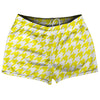 Yellow Bright And White Houndstooth Shorty Short Gym Shorts 2.5" Inseam Made In USA by Tribe Lacrosse